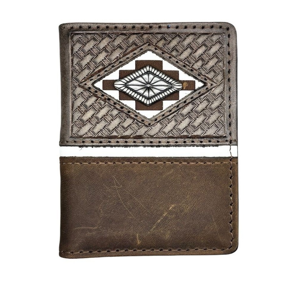 Justin Men's Brown Leather Slim Fold Wallet RFID Western Style